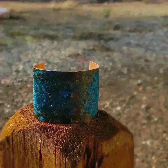 Copper Cuff Bracelet with Patina - Picture 1 of 1